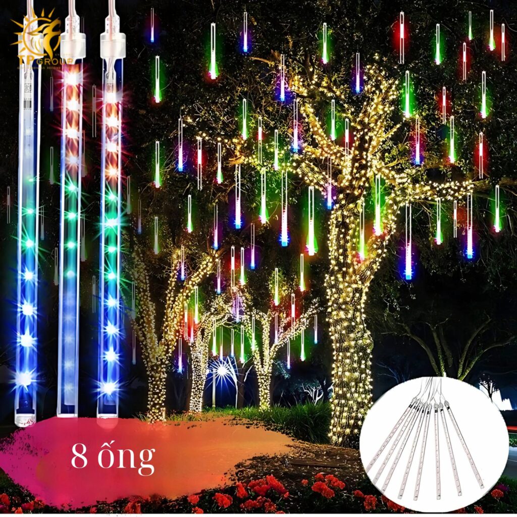 Đèn LED Sao Băng Chùm 8 Cây 16 Đèn LED Sao Băng Chùm 8 Cây