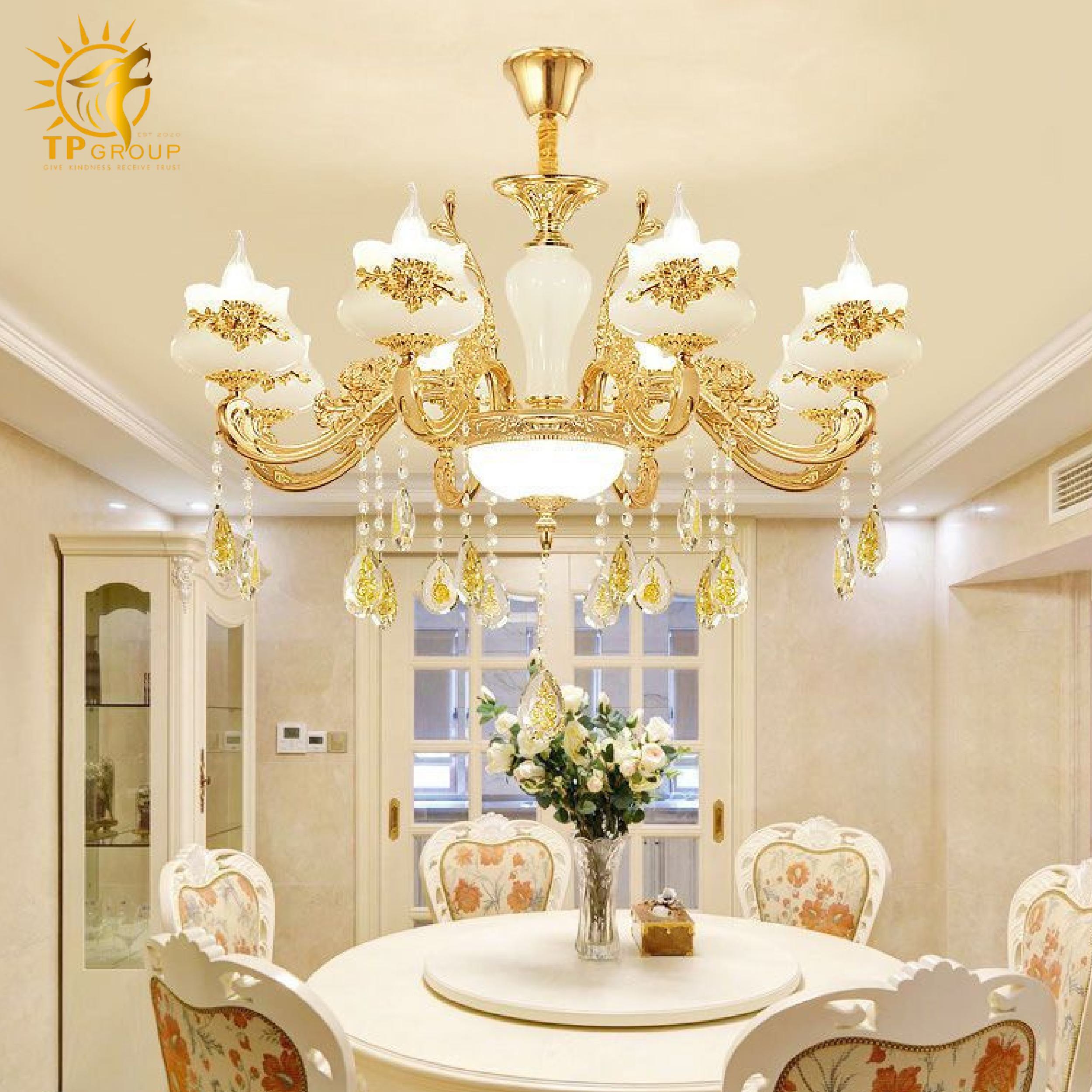 Đèn thả chùm pha lê kết hợp thủy tinh QT172 5 Đèn thả chùm pha lê kết hợp thủy tinh QT172