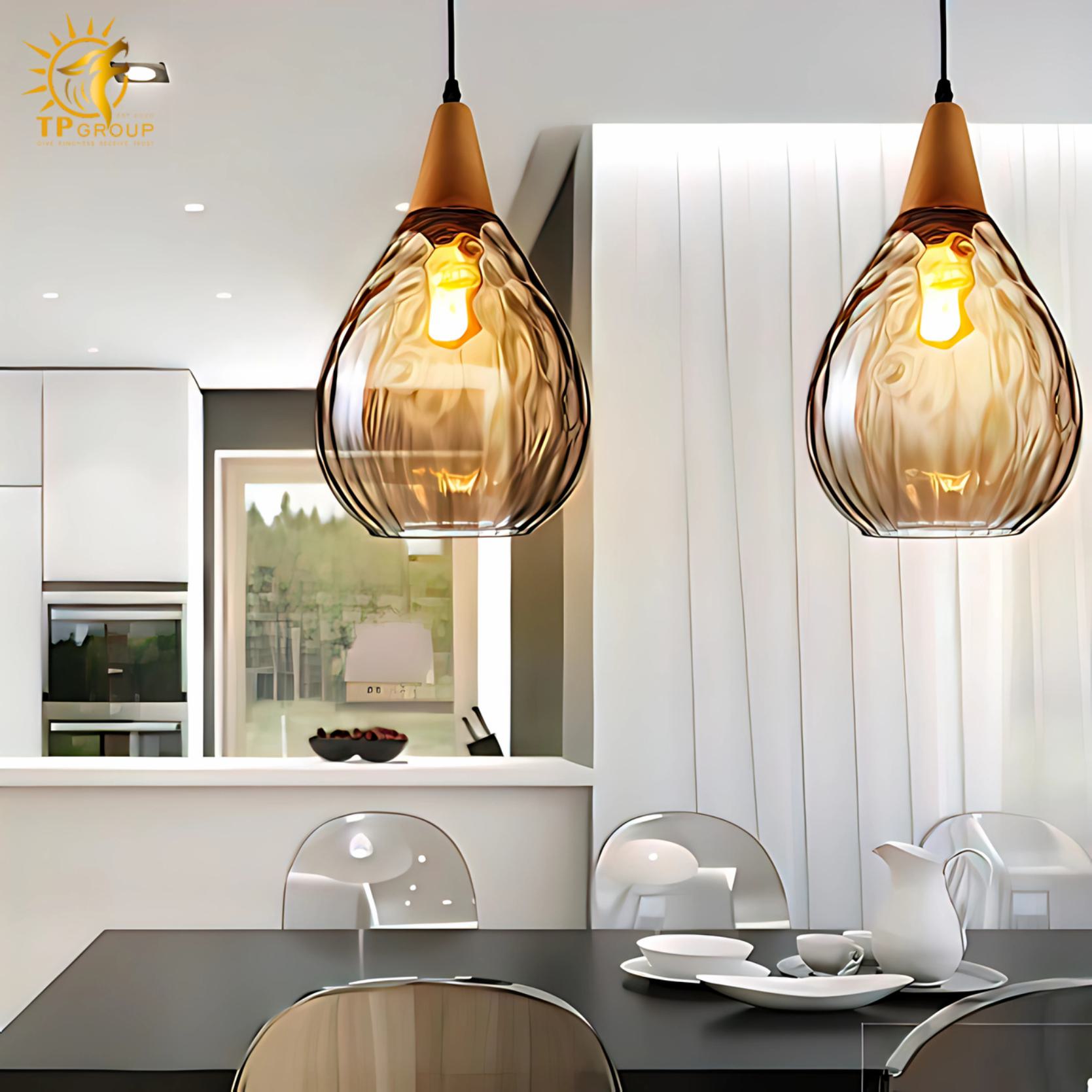 Đèn thả thủy tinh đui gỗ phong cách Vintage ZDL2982 2 Đèn thả thủy tinh đui gỗ phong cách Vintage ZDL2982