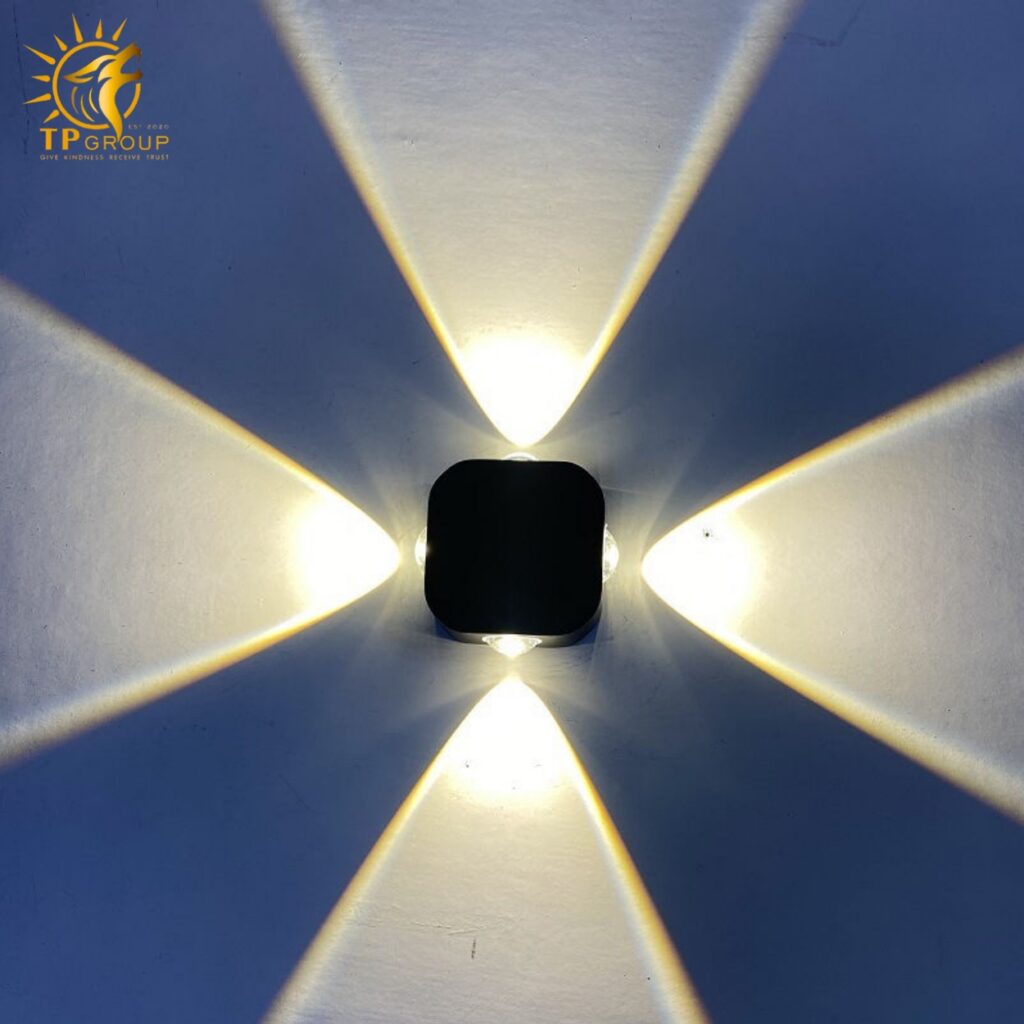 Đèn vách chiếu tia vuông 4 tia ngoài trời VNT2275 17 Đèn vách chiếu tia vuông 4 tia ngoài trời VNT2275