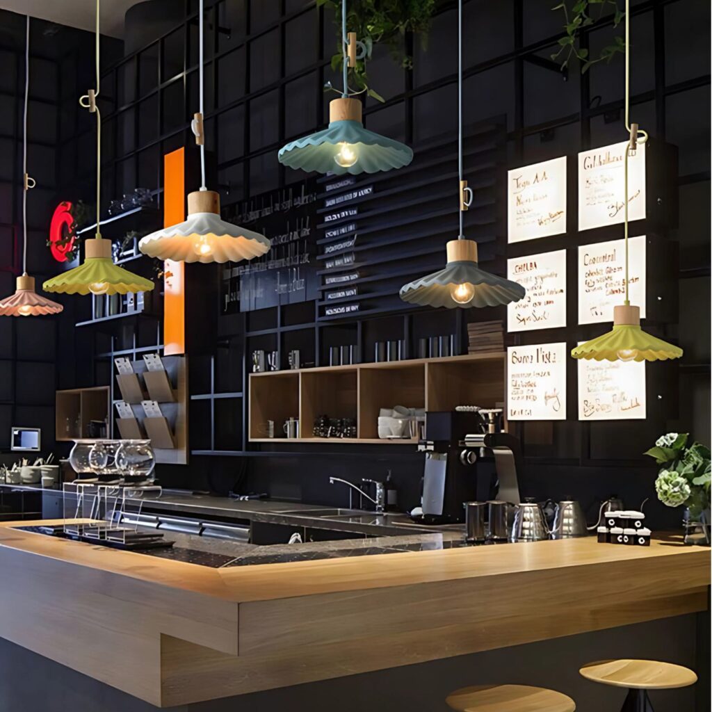 Đèn xi măng thả trần kiểu dù xếp đa sắc màu D1196 23 Đèn xi măng thả trần kiểu dù xếp đa sắc màu D1196