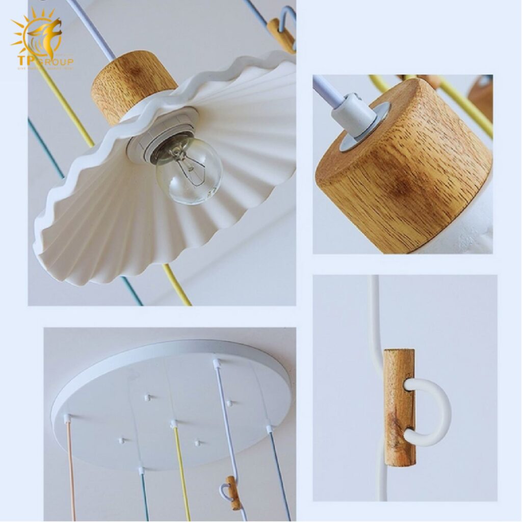 Đèn xi măng thả trần kiểu dù xếp đa sắc màu D1196 19 Đèn xi măng thả trần kiểu dù xếp đa sắc màu D1196