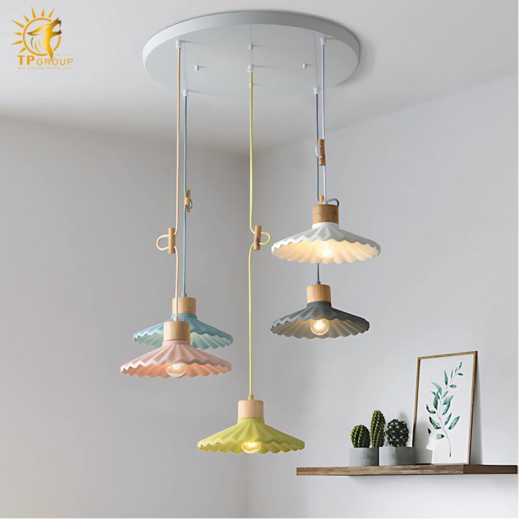 Đèn xi măng thả trần kiểu dù xếp đa sắc màu D1196 22 Đèn xi măng thả trần kiểu dù xếp đa sắc màu D1196