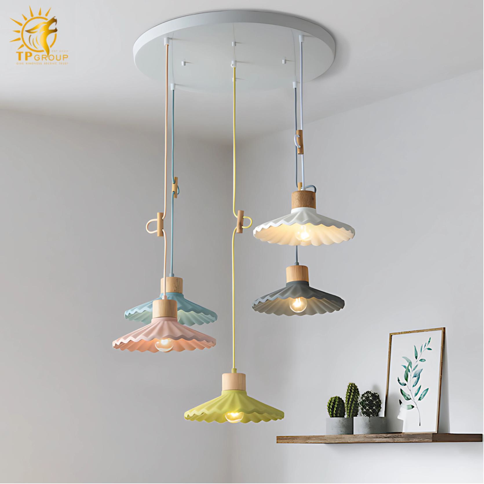 Đèn xi măng thả trần kiểu dù xếp đa sắc màu D1196 10 Đèn xi măng thả trần kiểu dù xếp đa sắc màu D1196