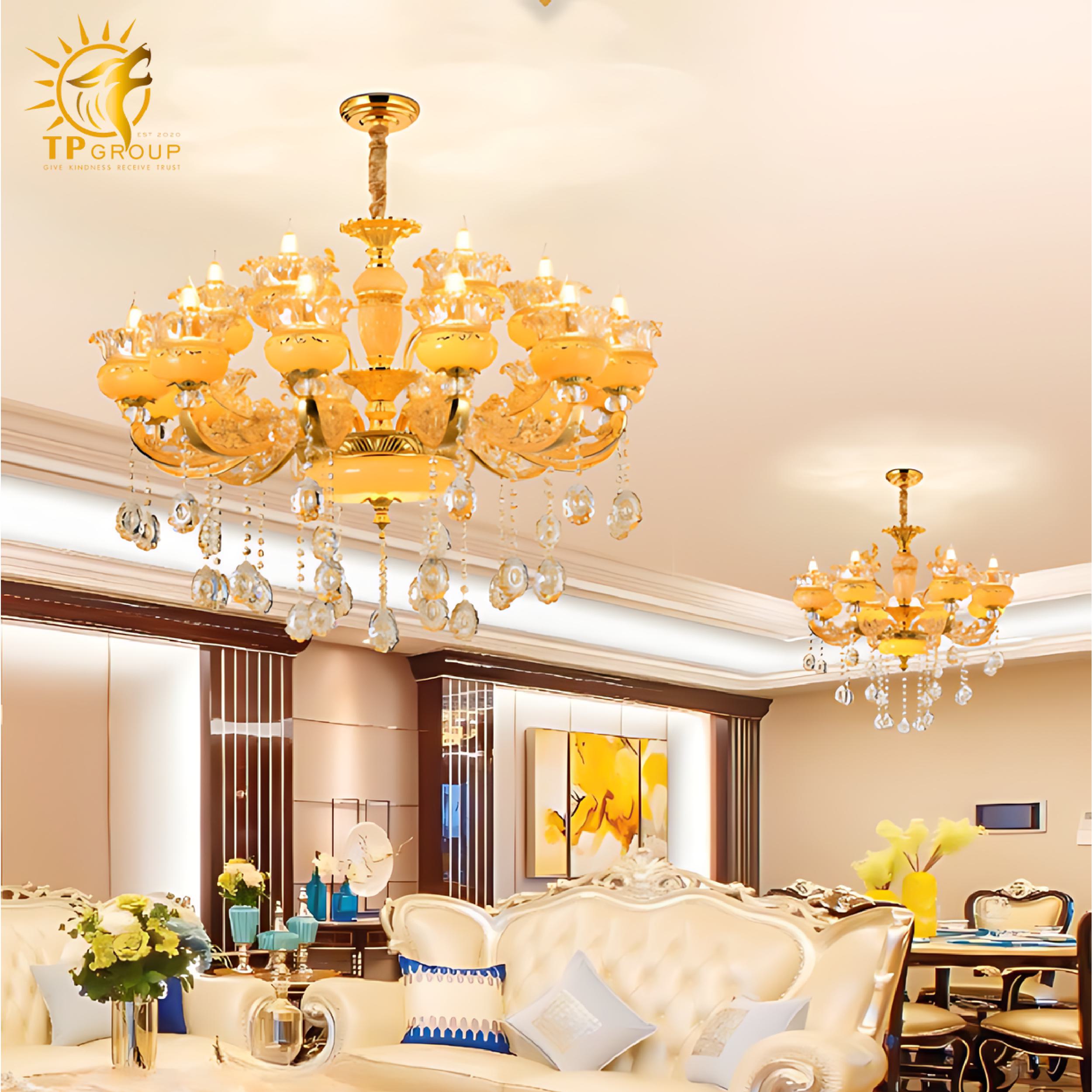 Đèn chùm thả chau đá cao cấp QT299 6 Đèn chùm thả chau đá cao cấp QT299