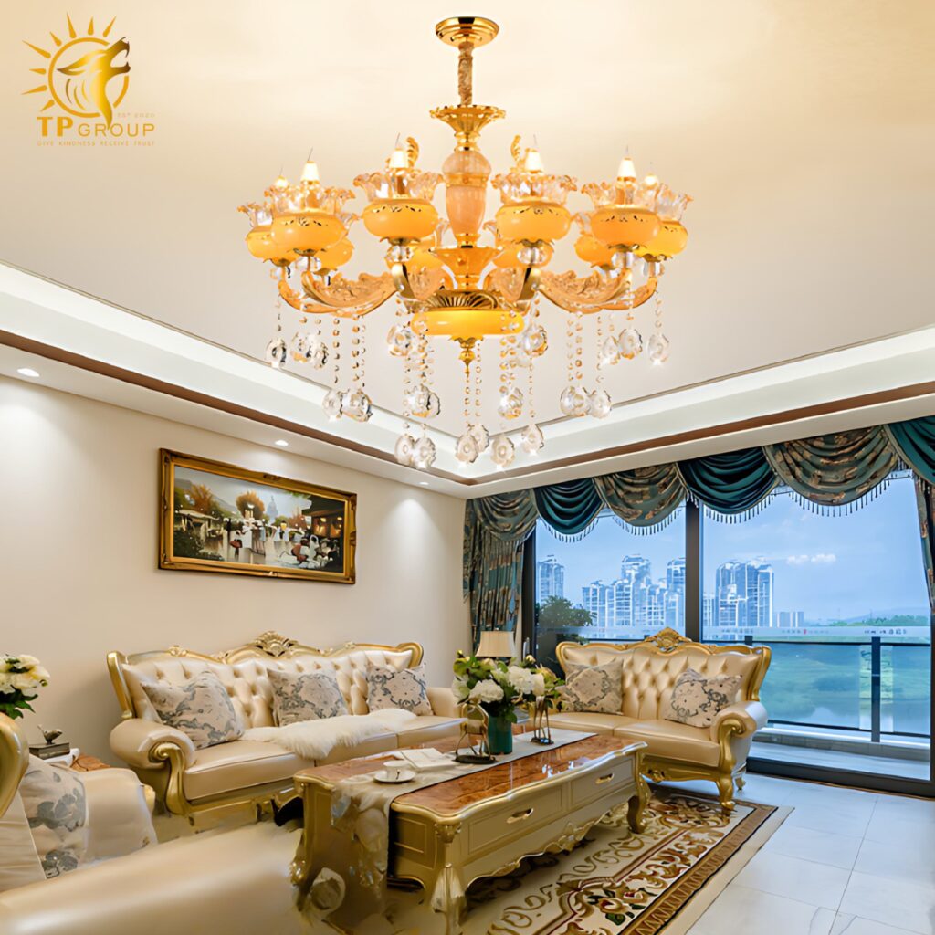 Đèn chùm thả chau đá cao cấp QT299 13 Đèn chùm thả chau đá cao cấp QT299