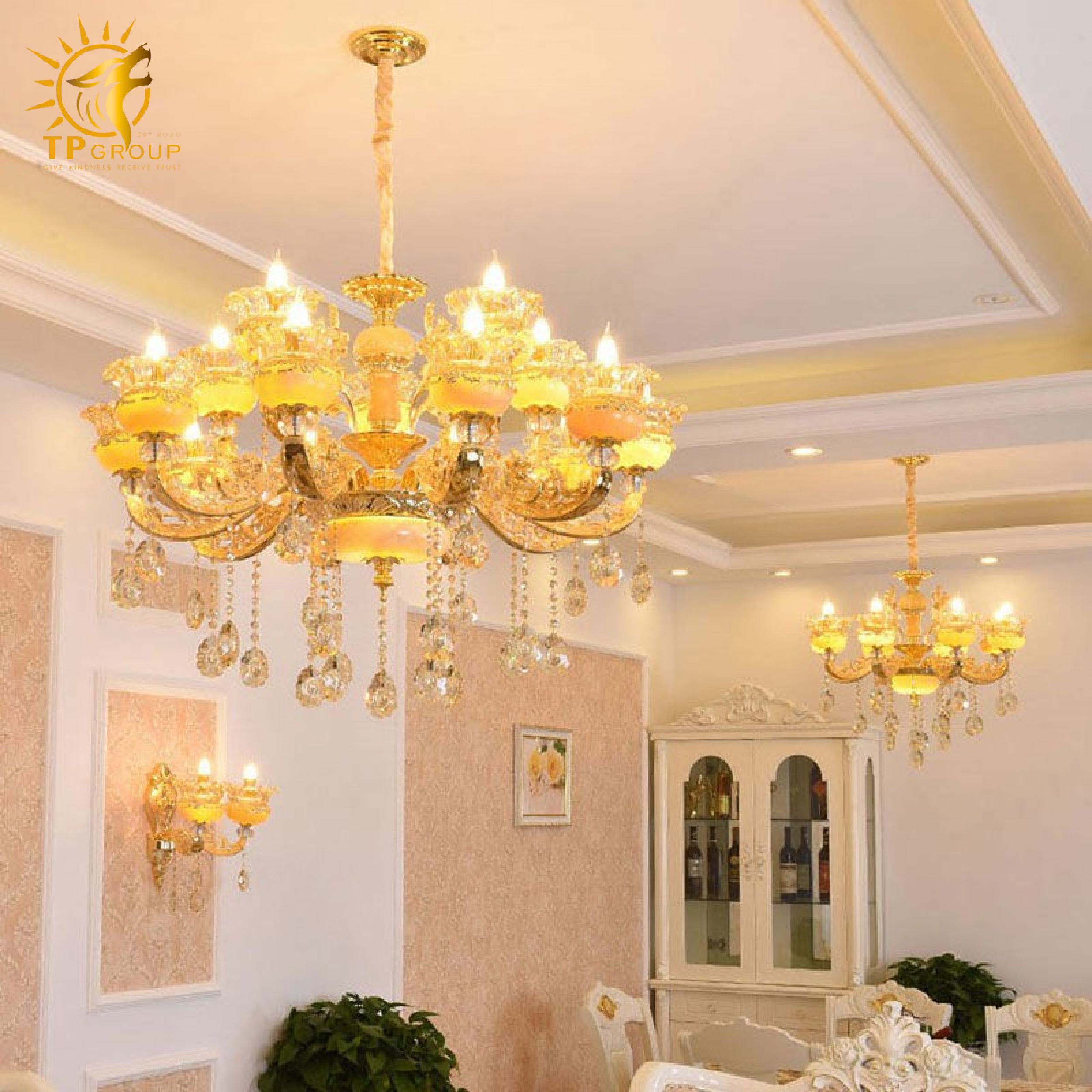 Đèn chùm thả chau đá cao cấp QT299 4 Đèn chùm thả chau đá cao cấp QT299