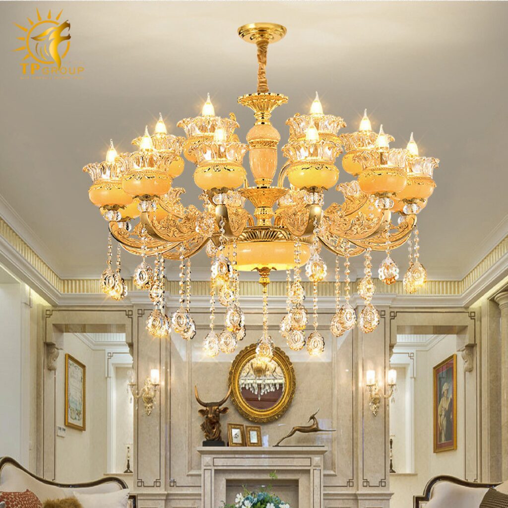 Đèn chùm thả chau đá cao cấp QT299 10 Đèn chùm thả chau đá cao cấp QT299