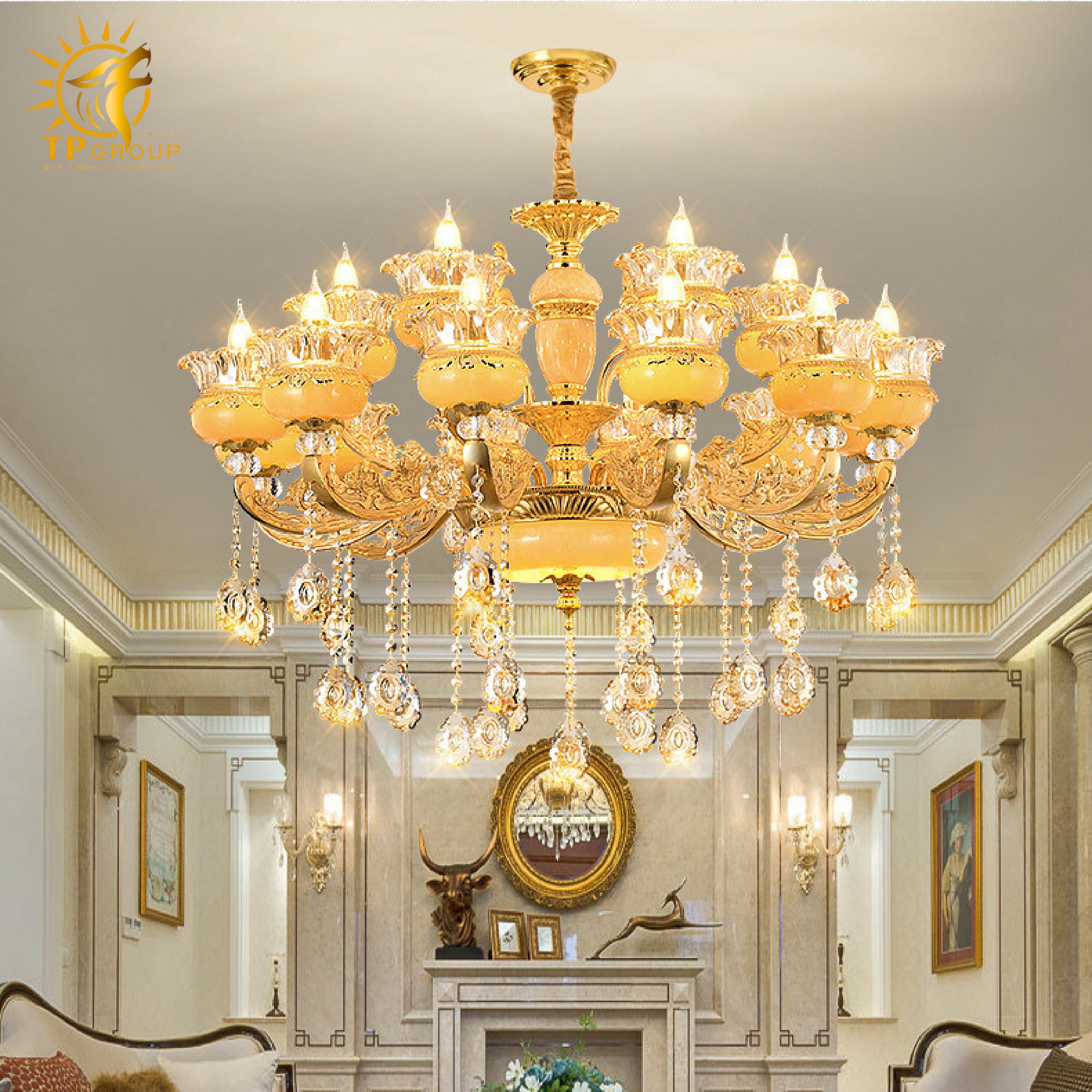 Đèn chùm thả chau đá cao cấp QT299 2 Đèn chùm thả chau đá cao cấp QT299