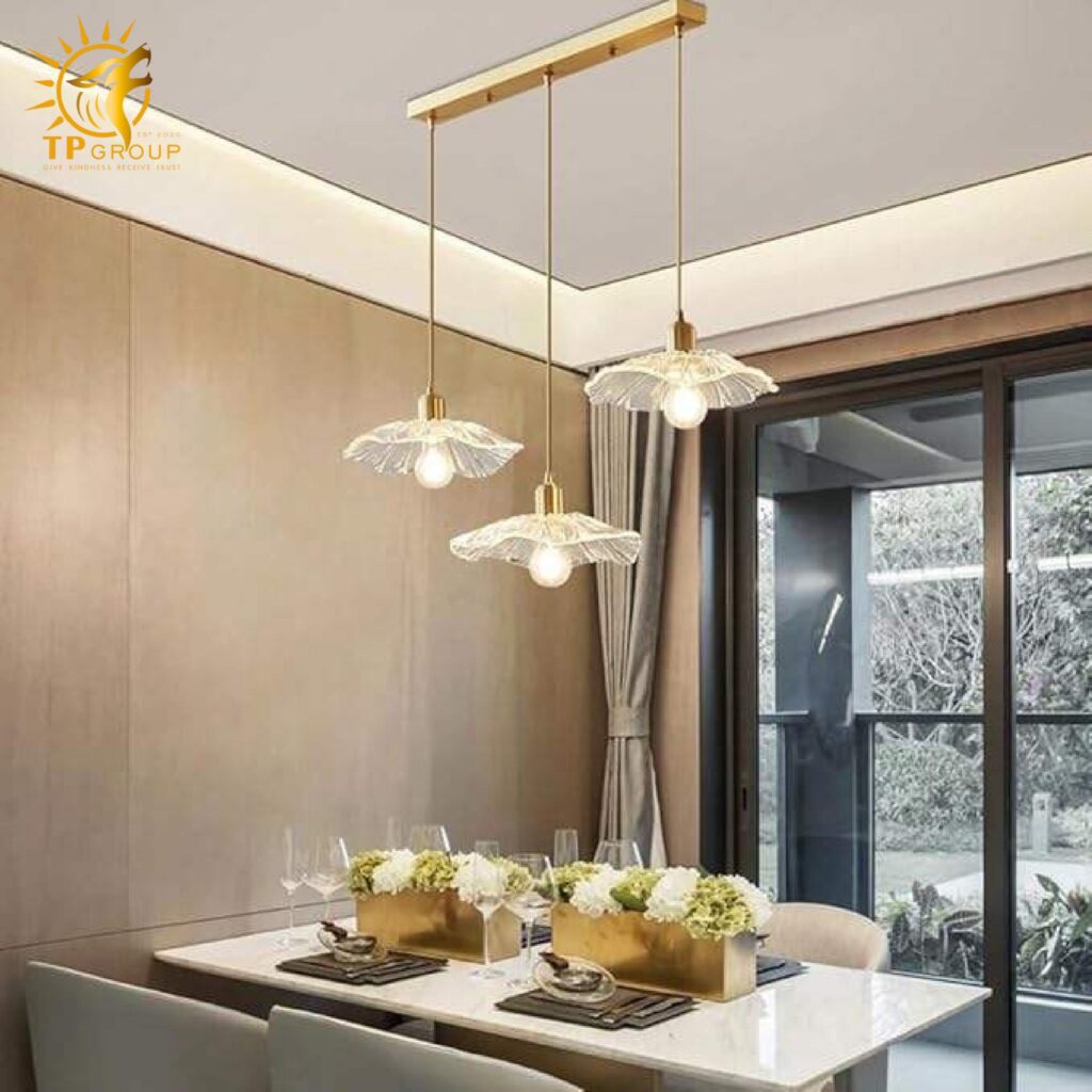 Đèn thả chau thủy tinh màu trà RH010 15 Đèn thả chau thủy tinh màu trà RH010