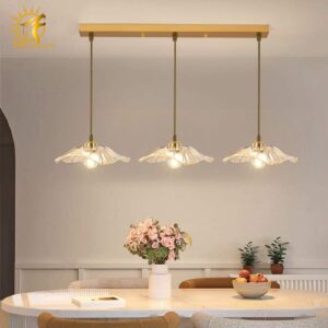 Đèn thả chau thủy tinh màu trà RH010