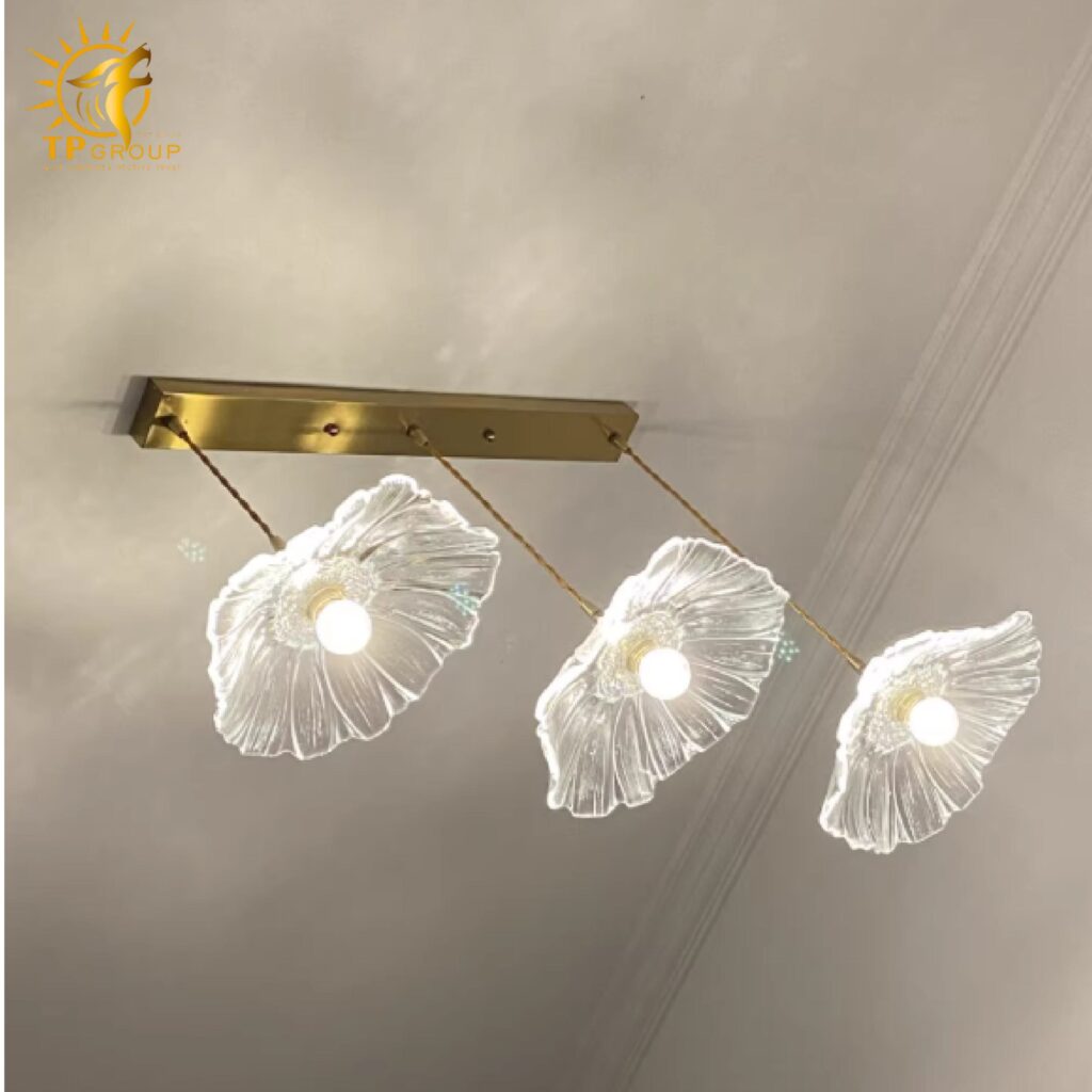 Đèn thả chau thủy tinh màu trà RH010 17 Đèn thả chau thủy tinh màu trà RH010