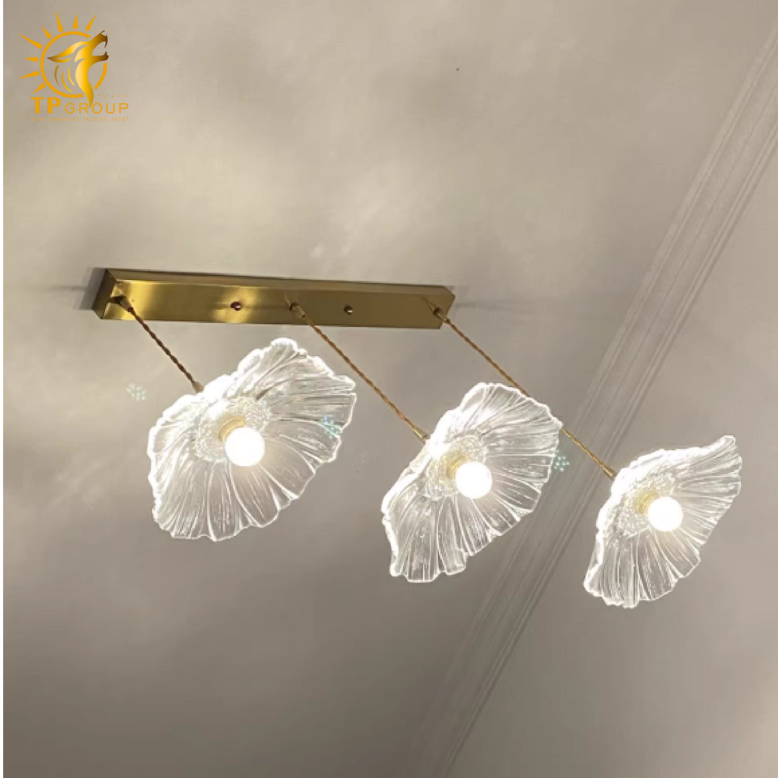 Đèn thả chau thủy tinh màu trà RH010 12 Đèn thả chau thủy tinh màu trà RH010