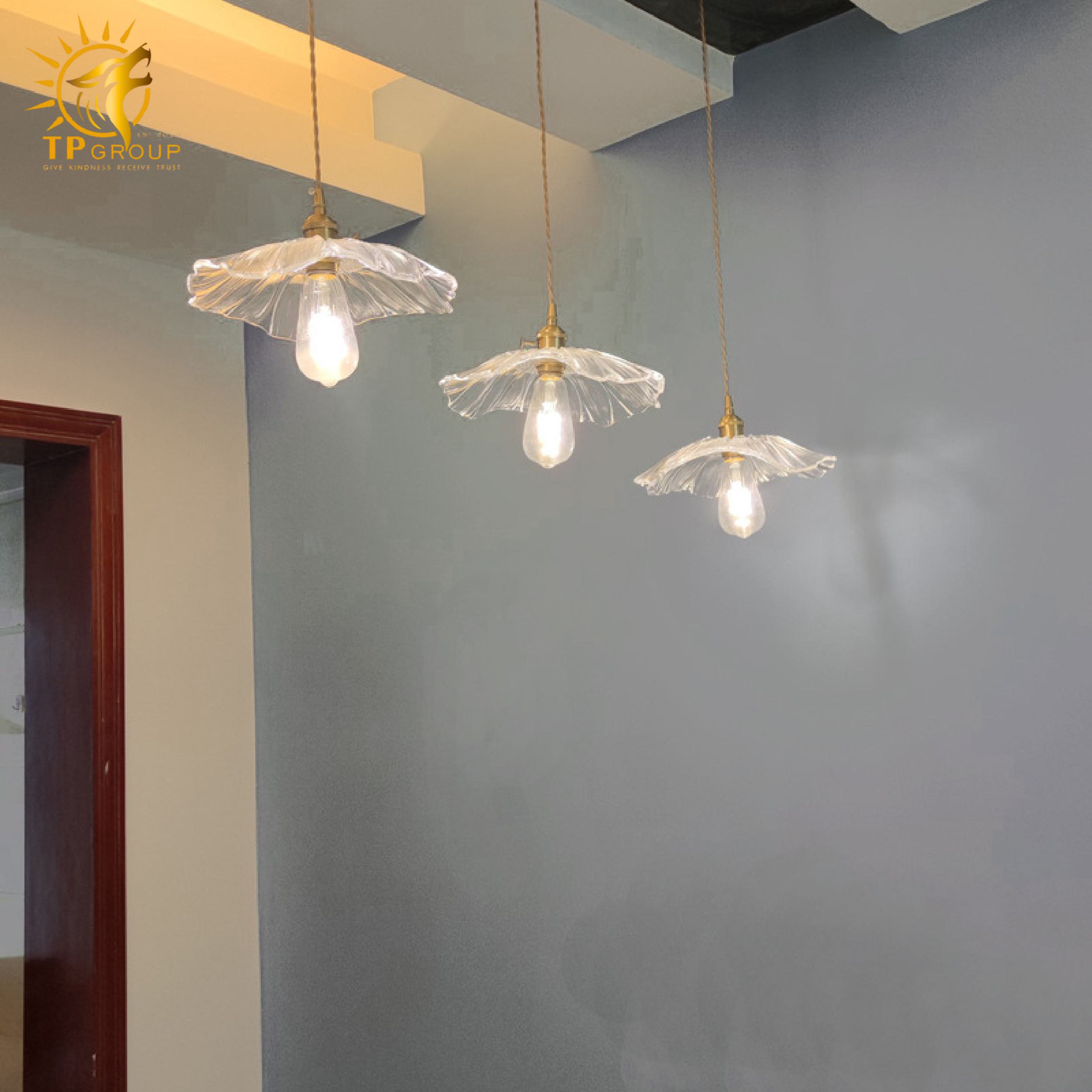 Đèn thả chau thủy tinh màu trà RH010 8 Đèn thả chau thủy tinh màu trà RH010