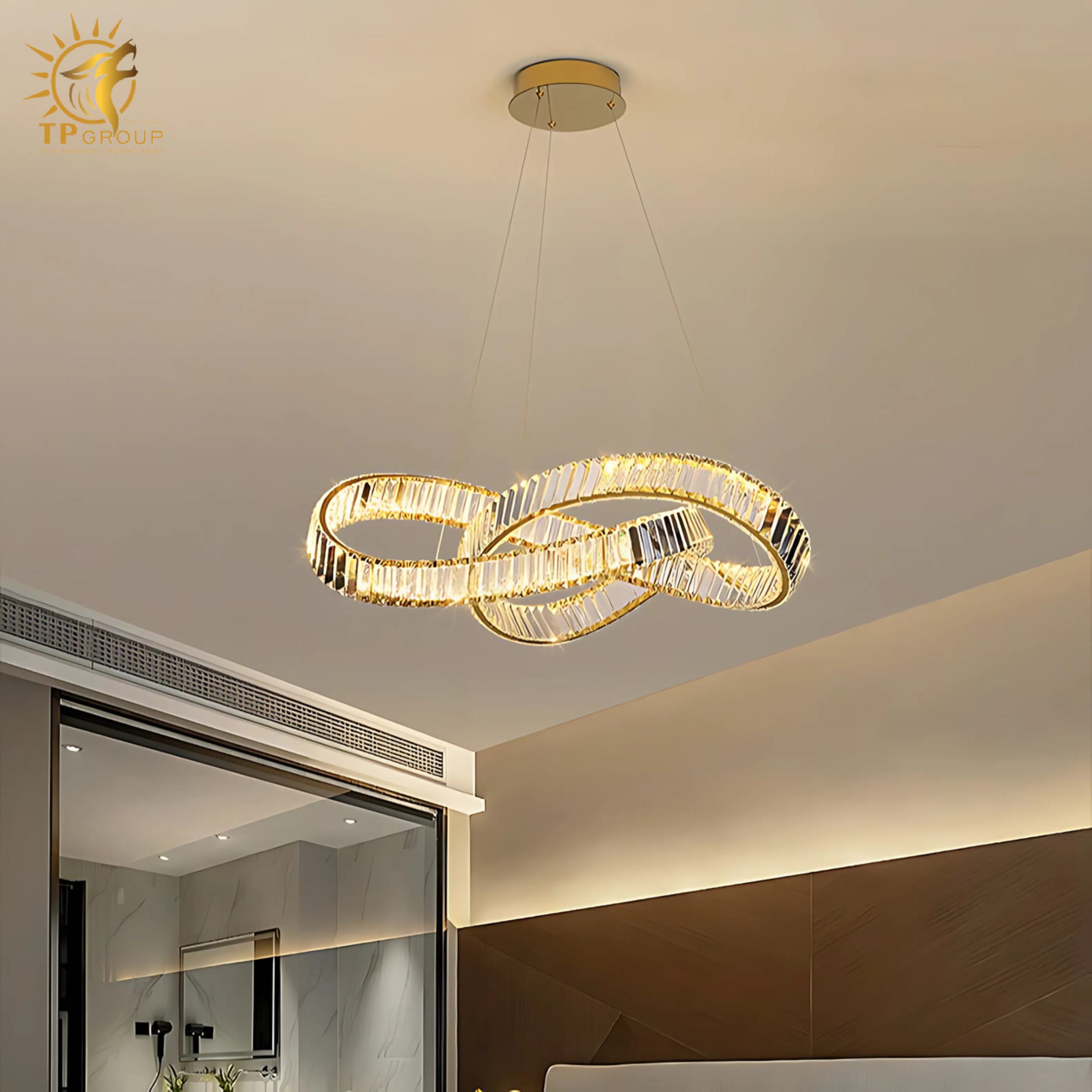 Đèn thả pha lê cao cấp vòng uốn lượnTHD7058 15 Đèn thả pha lê cao cấp vòng uốn lượnTHD7058