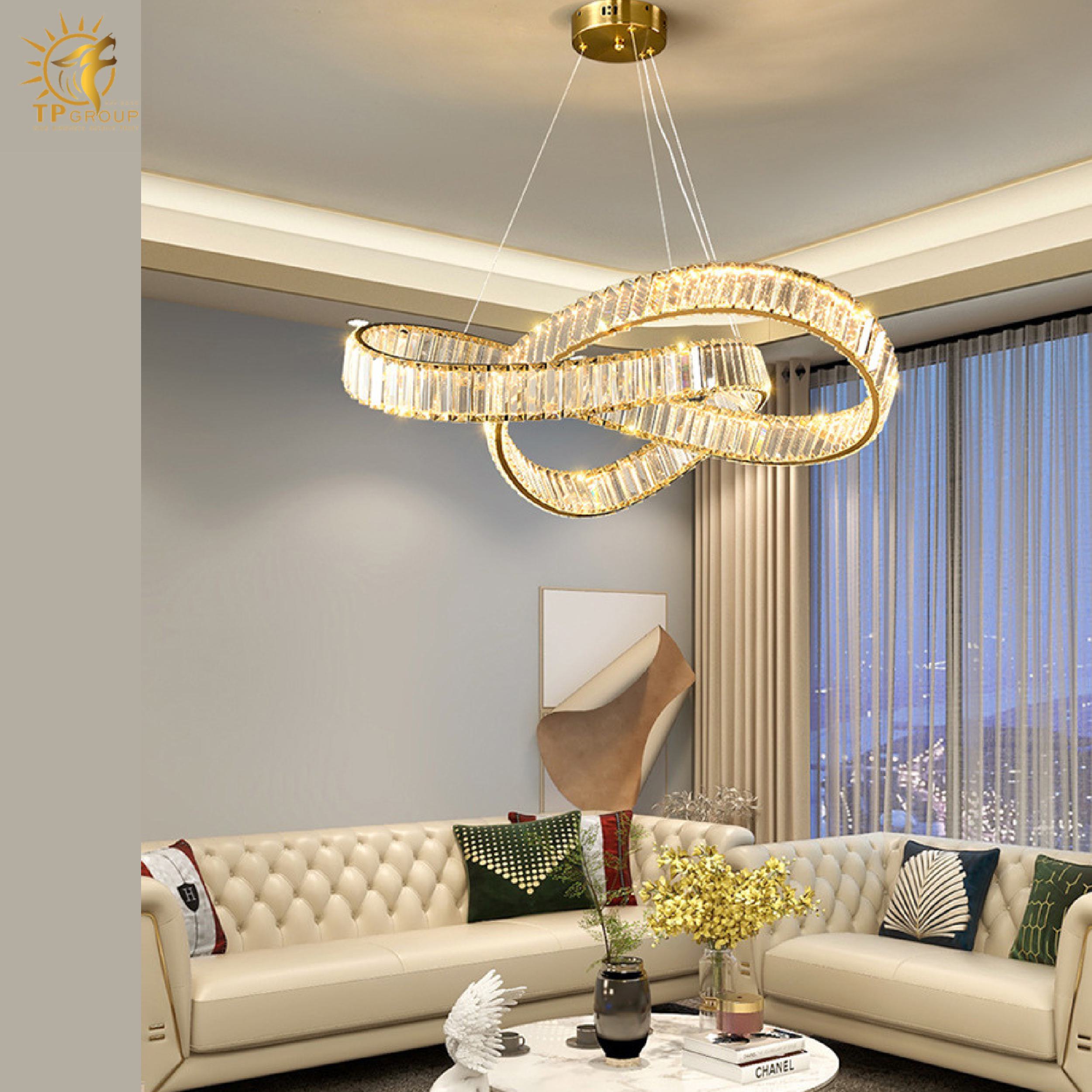 Đèn thả pha lê cao cấp vòng uốn lượnTHD7058 3 Đèn thả pha lê cao cấp vòng uốn lượnTHD7058