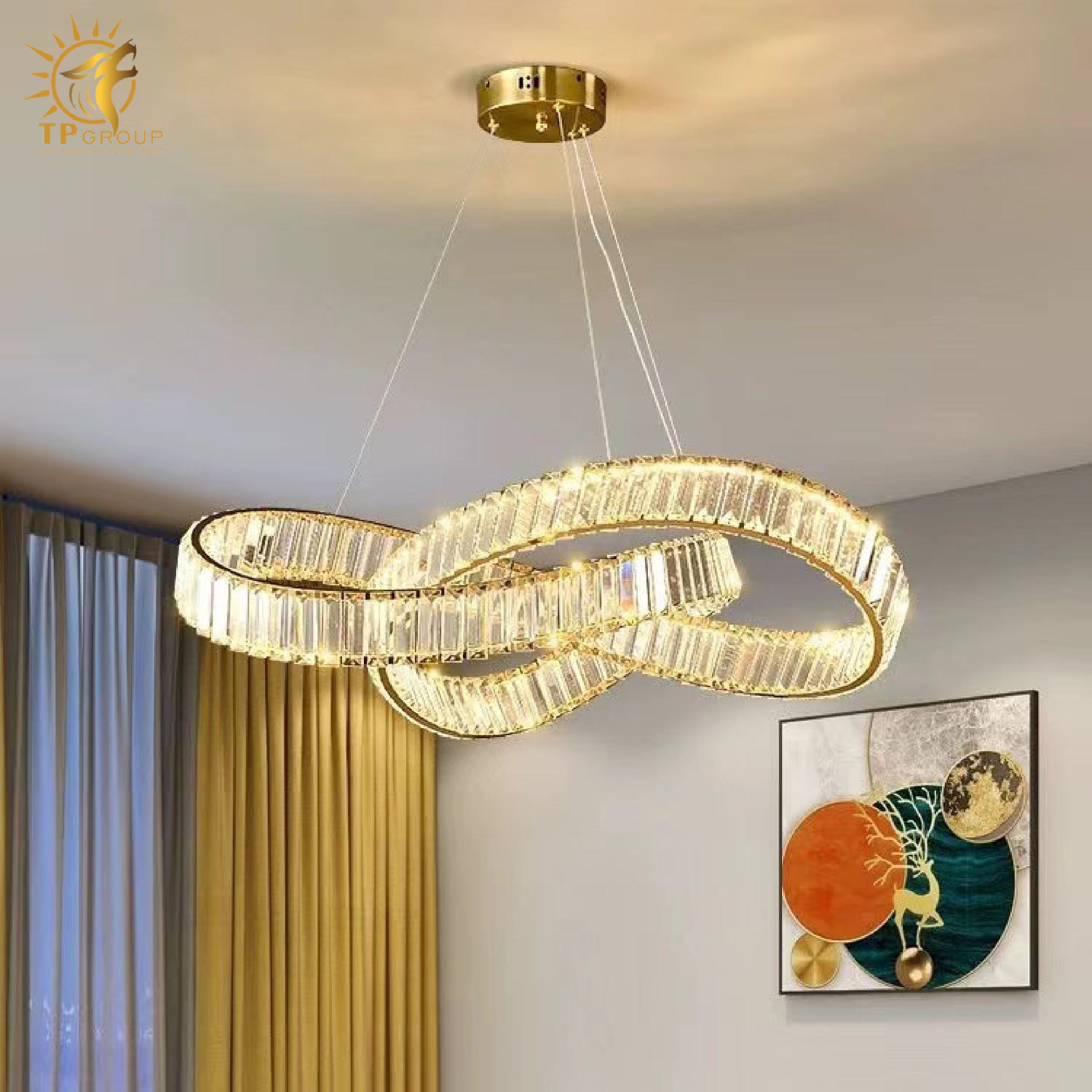 Đèn thả pha lê cao cấp vòng uốn lượnTHD7058