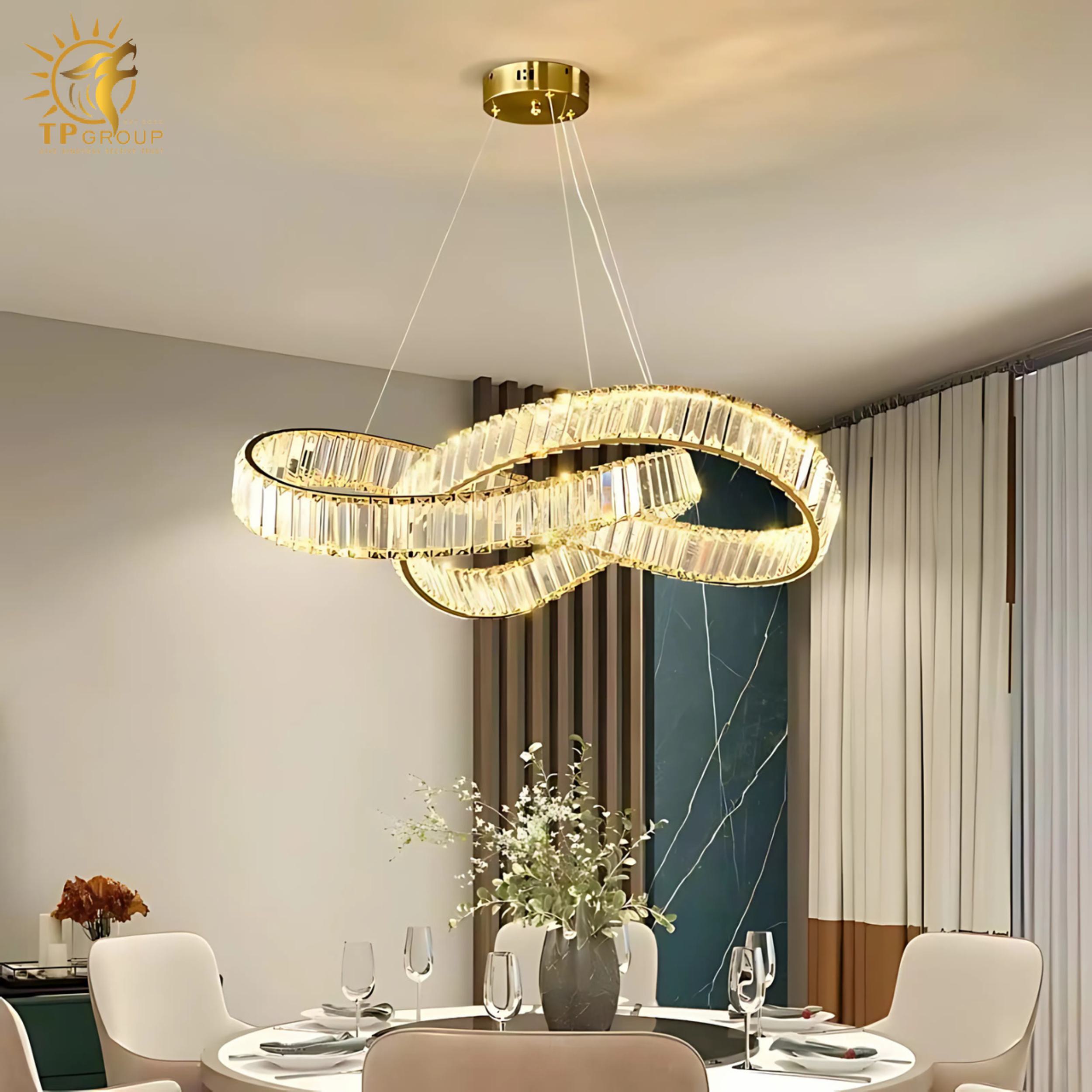 Đèn thả pha lê cao cấp vòng uốn lượnTHD7058 8 Đèn thả pha lê cao cấp vòng uốn lượnTHD7058