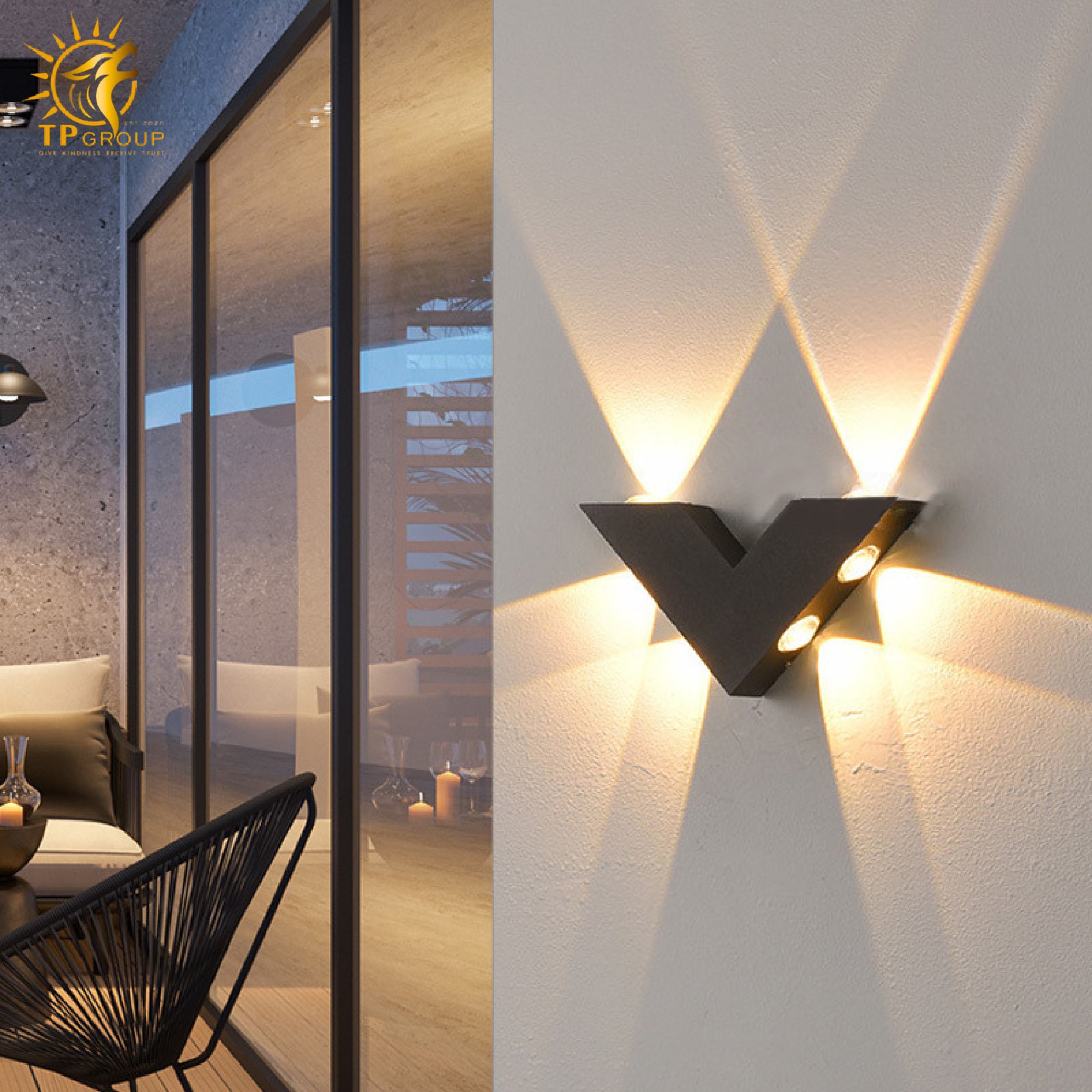 Đèn vách chiếu tia ngoài trời VNT093 3 Đèn vách chiếu tia ngoài trời VNT093