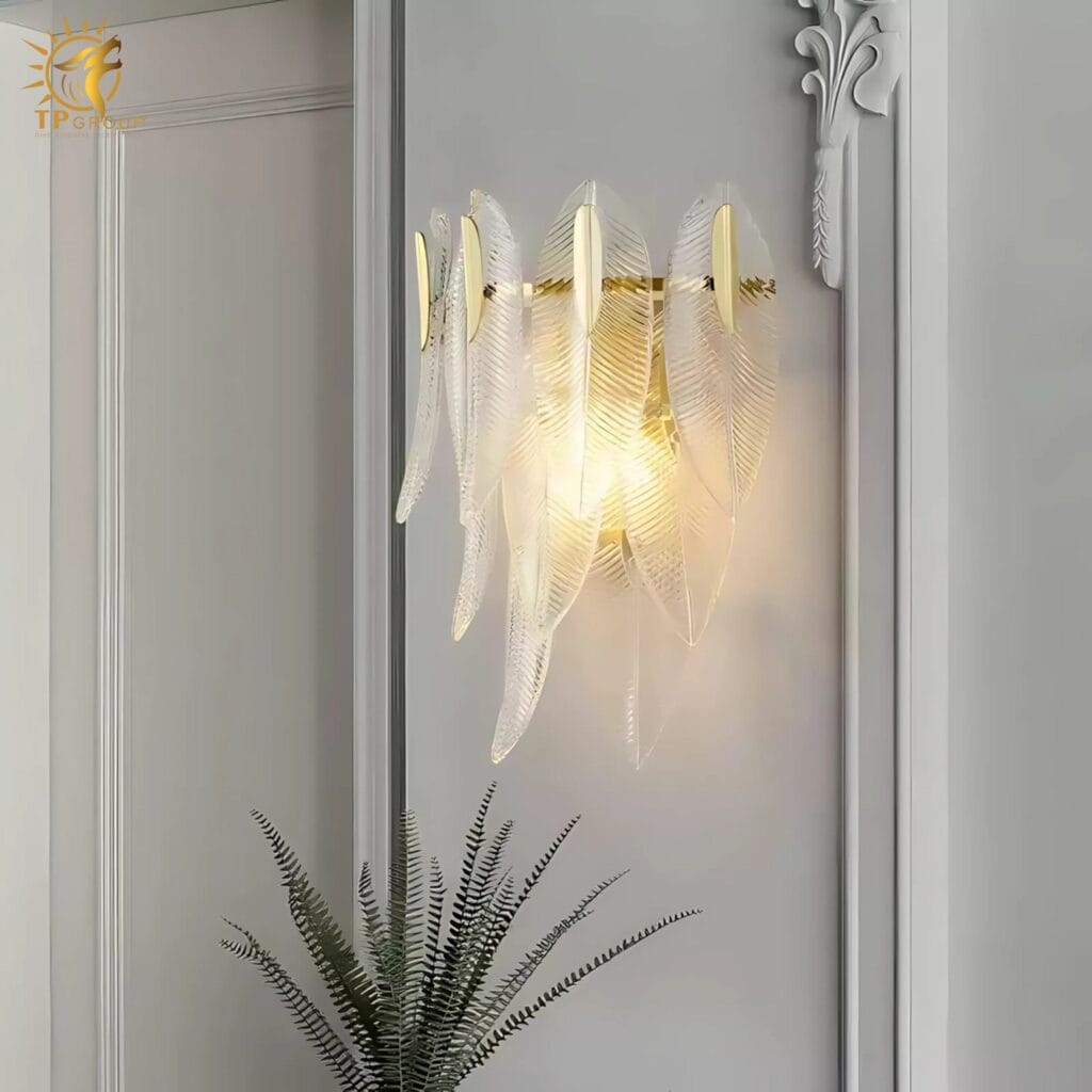 Đèn vách pha lê kiểu dáng lông vũ xếp tầng VPL9663 