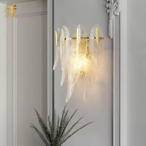 Đèn vách pha lê kiểu dáng lông vũ xếp tầng VPL9663