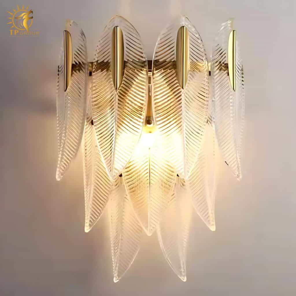 Đèn vách pha lê kiểu dáng lông vũ xếp tầng VPL9663 