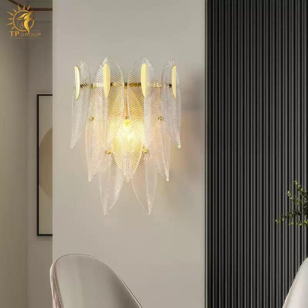 Đèn vách pha lê kiểu dáng lông vũ xếp tầng VPL9663