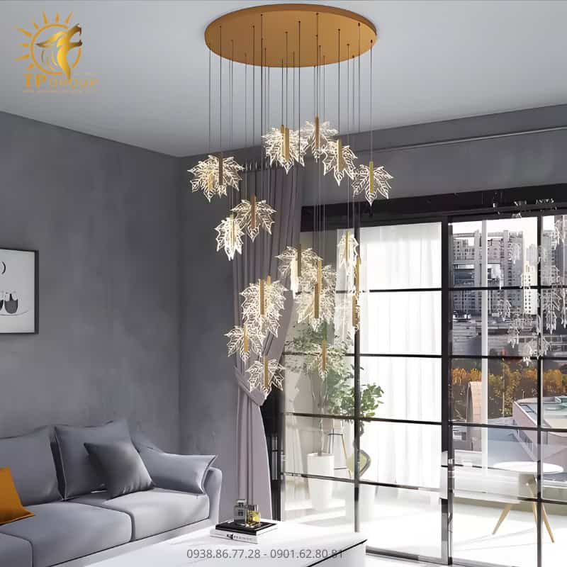Đèn Thả Nghệ Thuật TPG037 10 Đèn Thả Nghệ Thuật TPG037 – Bản Giao Hưởng Lá Phong Giữa Lòng Kiến Trúc Hiện Đại