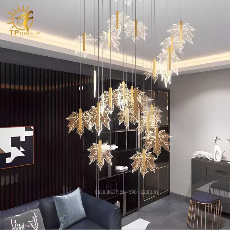 Đèn Thả Nghệ Thuật TPG037 42 Đèn Thả Nghệ Thuật TPG037 – Bản Giao Hưởng Lá Phong Giữa Lòng Kiến Trúc Hiện Đại