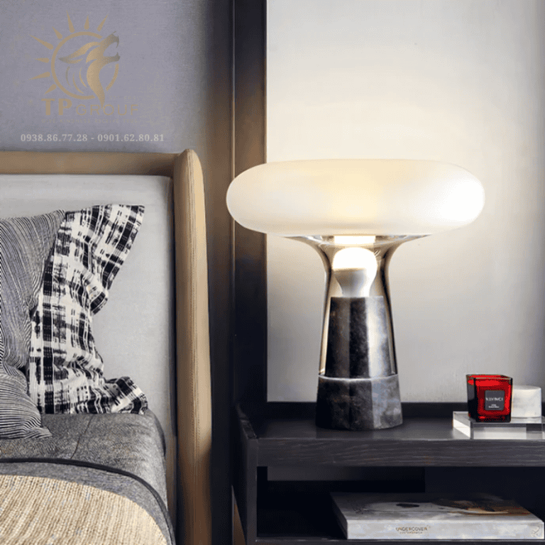 Đèn Bàn Hiện Đại TPG-2092: Bản Giao Hưởng Giữa Đá Cẩm Thạch Và Thủy Tinh