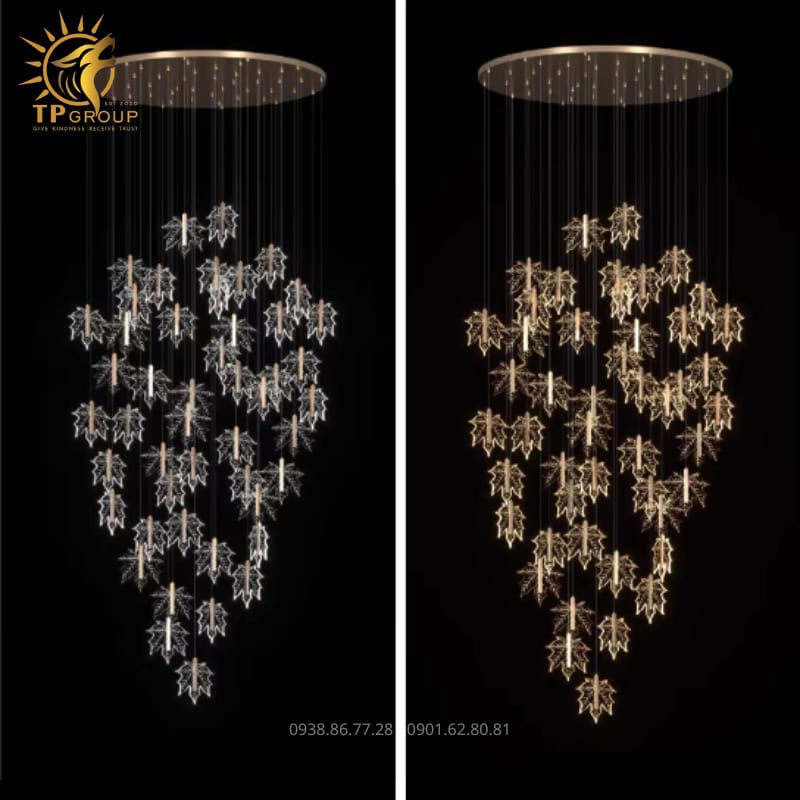 Đèn Thả Nghệ Thuật TPG037 39 Đèn Thả Nghệ Thuật TPG037 – Bản Giao Hưởng Lá Phong Giữa Lòng Kiến Trúc Hiện Đại