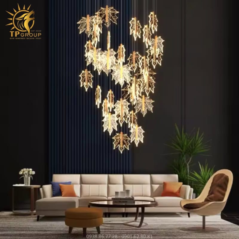 Đèn Thả Nghệ Thuật TPG037 9 Đèn Thả Nghệ Thuật TPG037 – Bản Giao Hưởng Lá Phong Giữa Lòng Kiến Trúc Hiện Đại