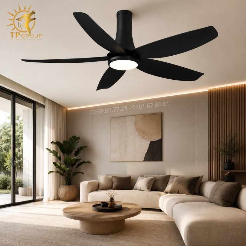 Quạt Trần Đèn Hiện Đại TPG-301B: Sắc Đen Huyền Bí Khẳng Định Vị Thế Thượng Lưu