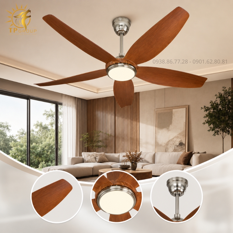 Bản Lĩnh Thượng Lưu: Khi Gỗ Ấm Khơi Nguồn Cảm Hứng Sang Trọng Với Quạt Trần Đèn TPG-6899