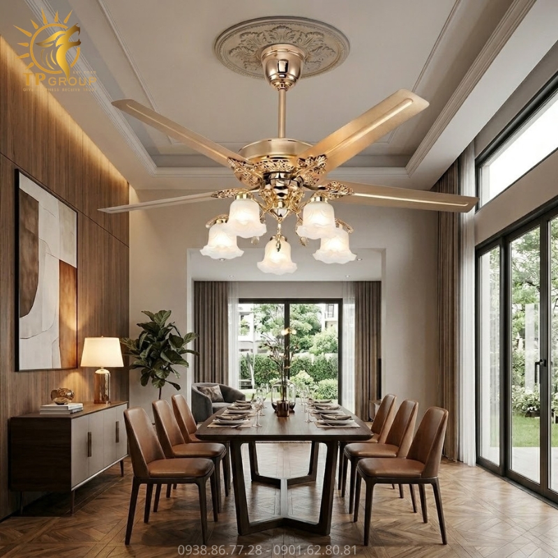 Quạt Trần Đèn Tân Cổ Điển TPG-8899: Dấu Ấn Hoàng Gia Trong Không Gian Thượng Lưu 4 Quạt Trần Đèn Tân Cổ Điển TPG-8899: Dấu Ấn Hoàng Gia Trong Không Gian Thượng Lưu