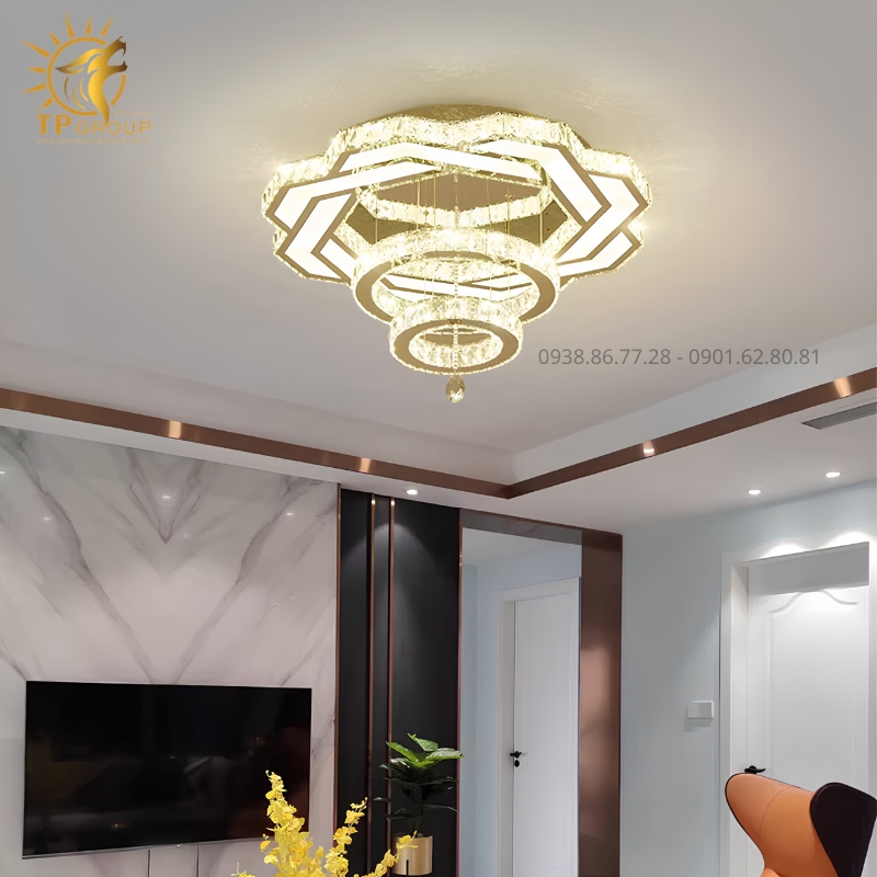 Đèn Mâm Mica Pha Lê Ốp Trần Phòng Khách Hiện Đại TPG-8865 35 Đèn Mâm Mica Pha Lê Ốp Trần Phòng Khách Hiện Đại TPG-8865: Tuyệt Tác Ánh Sáng Cho Không Gian Thượng Lưu