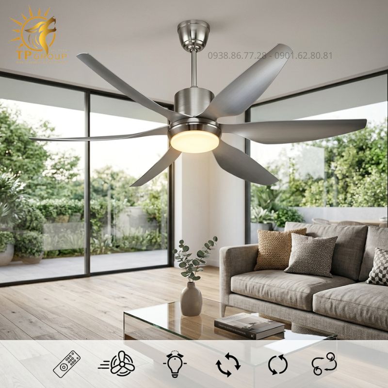 Quạt Trần Đèn Cánh Gỗ TPG-9505 Biểu Tượng Của Sự Sang Trọng Và Cổ Điển