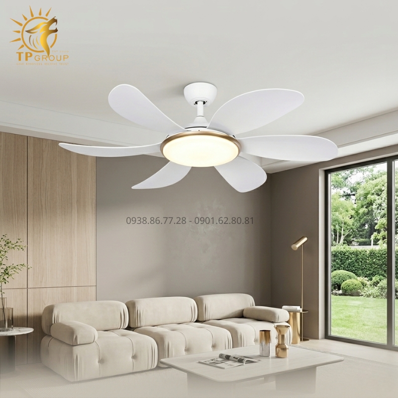 Quạt Trần Đèn 6 Cánh Trắng Hiện Đại TPG-688 – Bản Giao Hưởng Của Ánh Sáng Và Gió