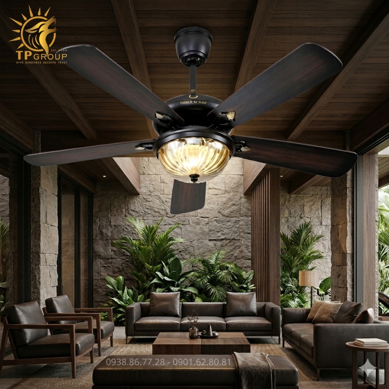 Quạt Trần Đèn Cánh Gỗ Cao Cấp TPG-135 – Sự Kết Hợp Hoàn Hảo Giữa Cổ Điển Và Hiện Đại