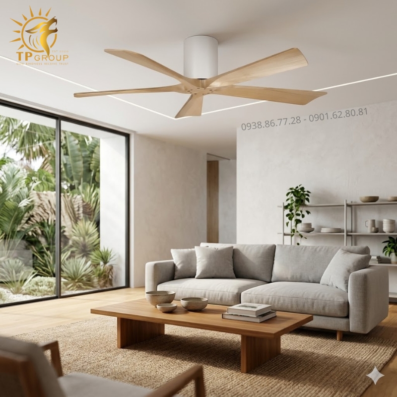 Quạt Trần Giấu Ty Cao Cấp TPG-214: Bản Giao Hưởng Của Gỗ Tự Nhiên Và Công Nghệ DC hiện đại