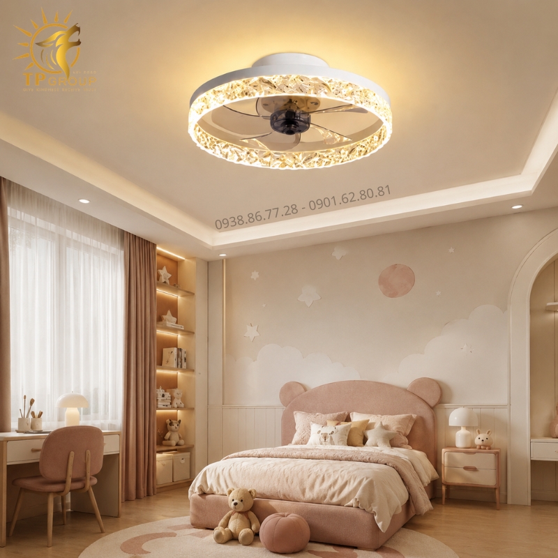 Quạt Trần Đèn Cánh Ẩn Pha Lê TPG-W20 34 Quạt Trần Đèn Cánh Ẩn Pha Lê TPG-W20: Định Nghĩa Sự Xa Hoa Cho Không Gian Trần Thấp