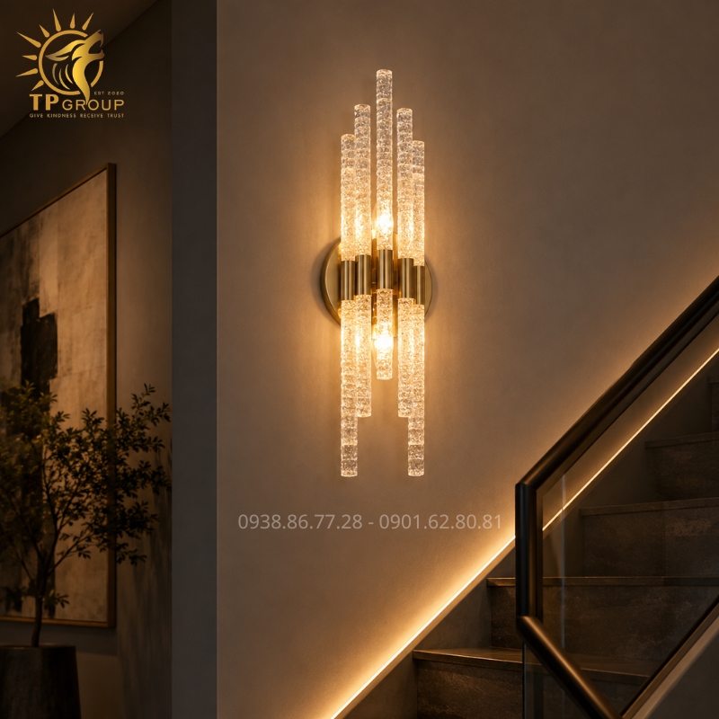Đèn Tường Pha Lê Cao Cấp TPG-W004: Điểm Nhấn Ánh Sáng Kiêu Kỳ Nâng Tầm Layout Kiến Trúc Đương Đại