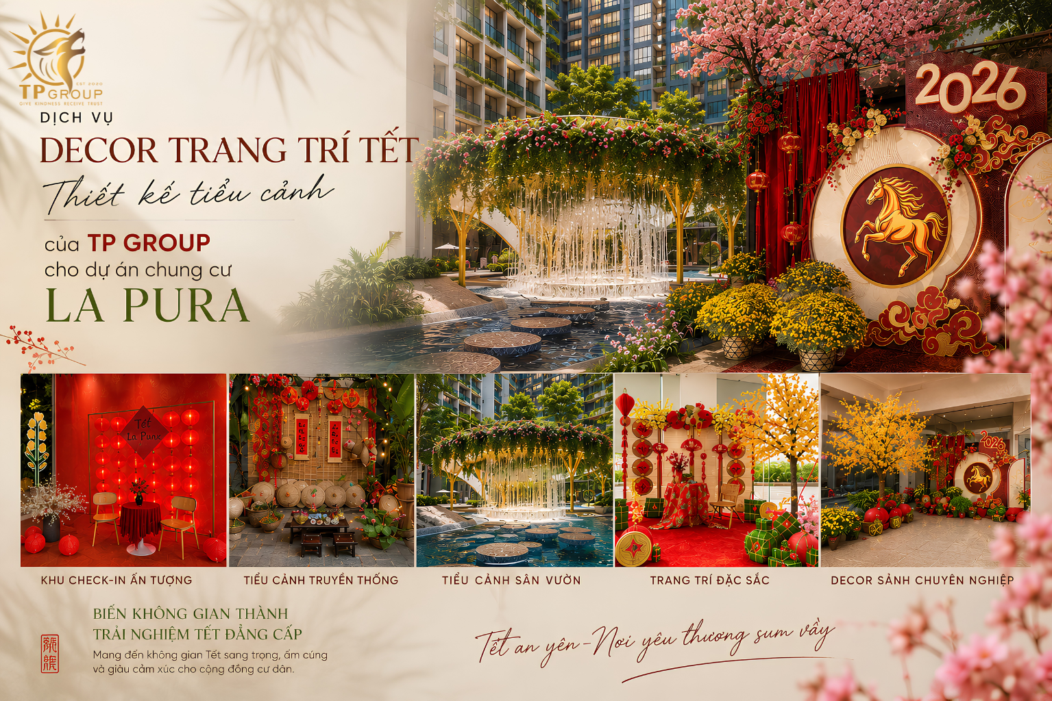Dịch Vụ Trang Trí Tết & Thiết Kế Tiểu Cảnh Tết Chung Cư - TP Group