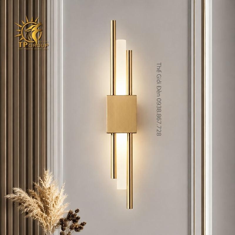 Đèn vách led 3 chế độ TGD-VL646 kiểu dáng trục đứng tối giản mạ vàng Champagne sang trọng