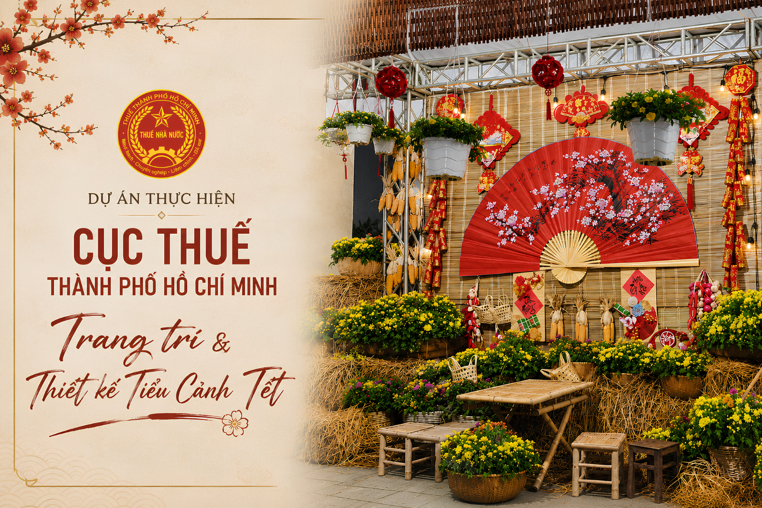 Phân khu nghệ thuật: Quạt giấy đỏ đại xòe và thảm hoa cúc mâm xôi