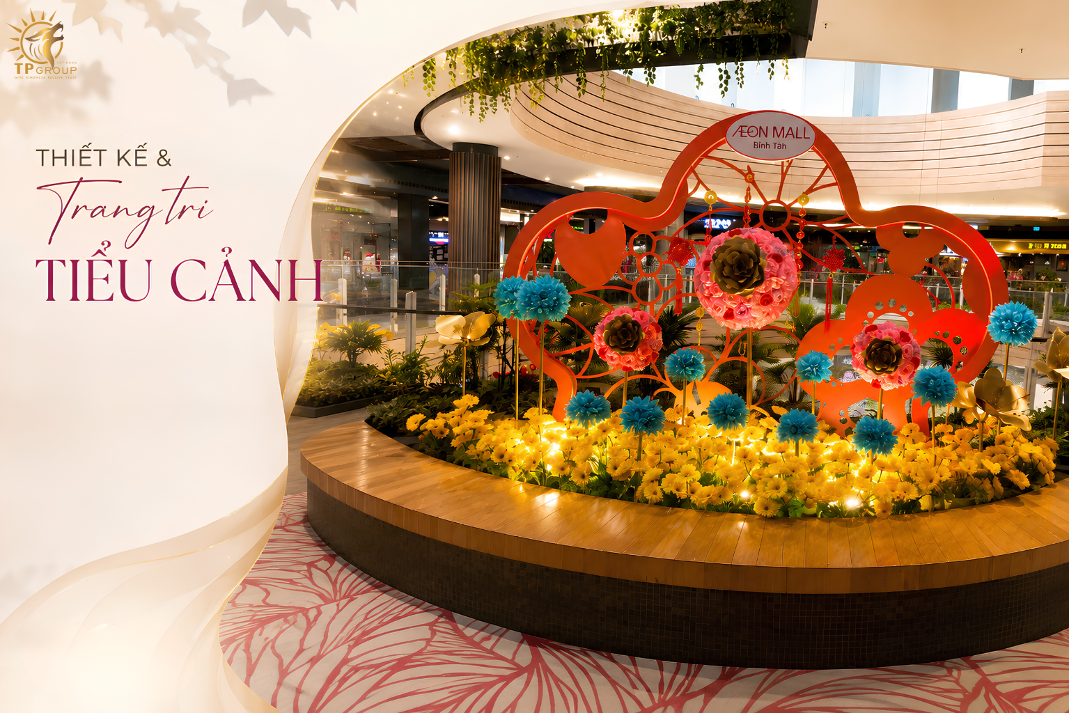 Cụm đảo check-in sảnh chính – Hạng mục thiết kế trang trí tiểu cảnh sự kiện thu hút hàng ngàn lượt tương tác.