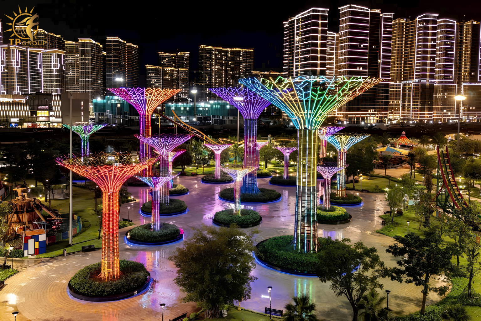 Thi công hệ thống đèn LED tạo công viên Vinhome Grand Park