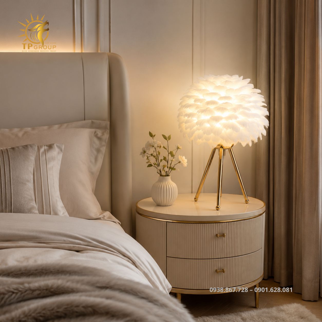 Đèn Bàn Lông Vũ TPG-DB033 5 Đèn bàn lông vũ decor phòng ngủ