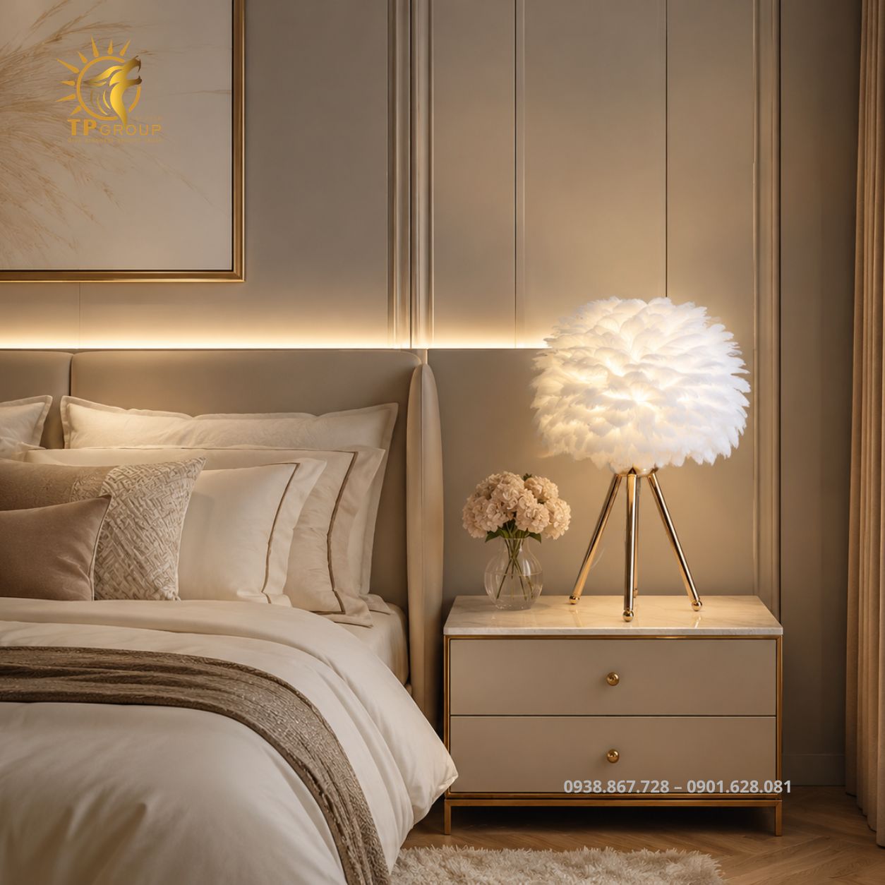 Đèn Bàn Lông Vũ TPG-DB033 6 Đèn bàn lông vũ decor phòng ngủ