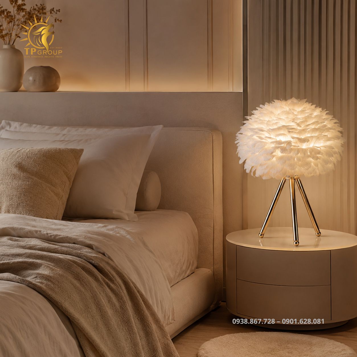 Đèn Bàn Lông Vũ TPG-DB033 28 Đèn bàn lông vũ decor phòng ngủ
